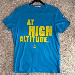 Moncler Blue Tee with Yellow Text